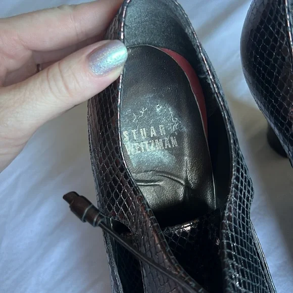 Vintage Stuart Weitzmqn Embossed Leather Snake Bronze Oxford 6 GUC - Picture 3 of 9